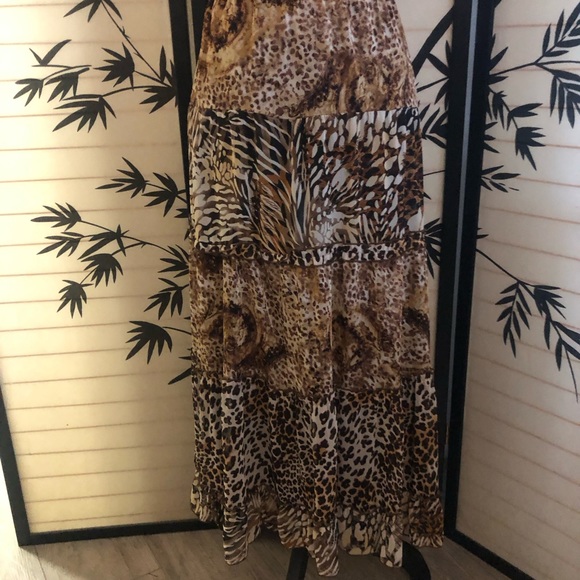 Notations Mid Length Boho Elastic Waist Skirt Size X-Large in Animal Print - Picture 3 of 8